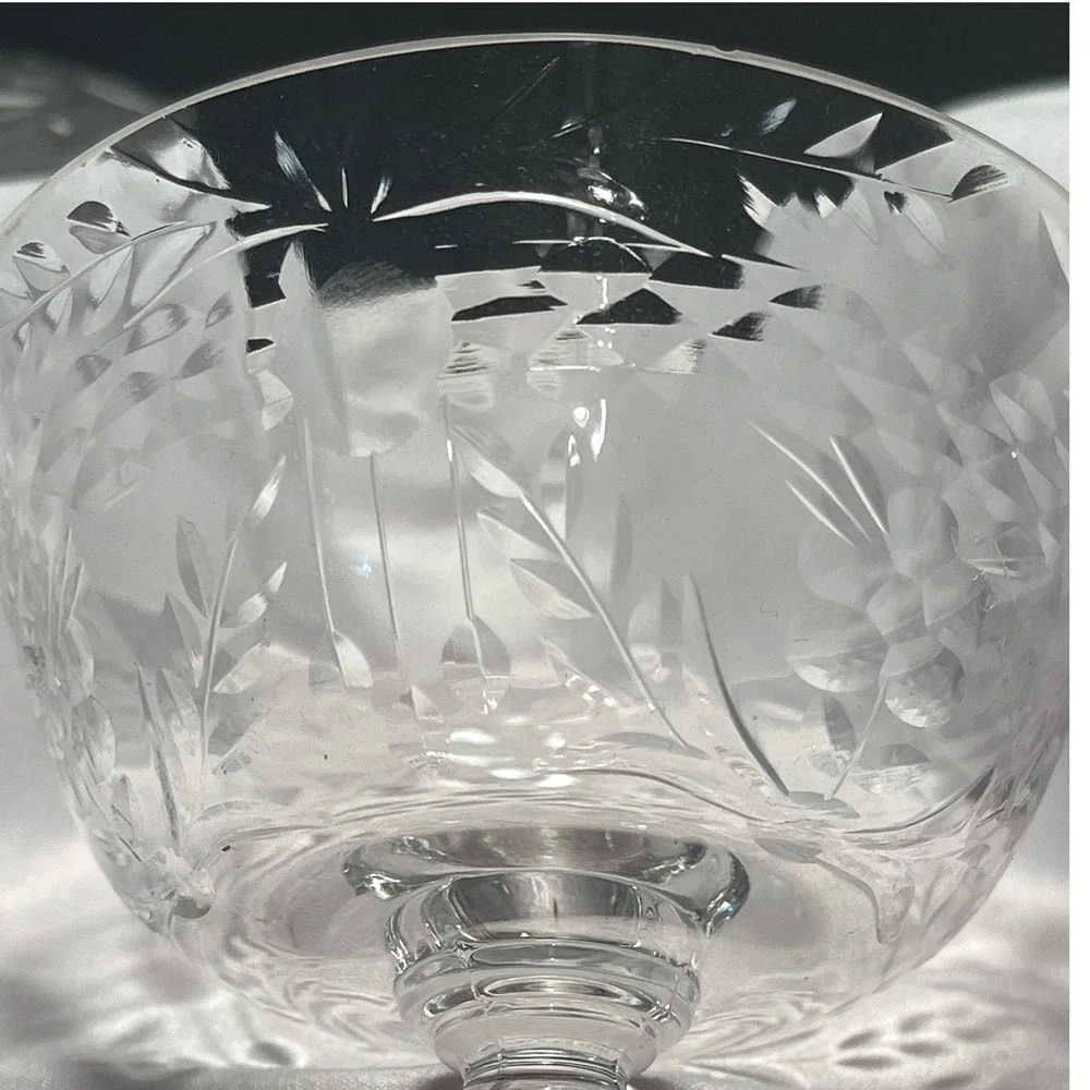 Vintage Heisey Crystal Tall Champagne Coupe Sherbet Glasses Set of 2 Clear 6in